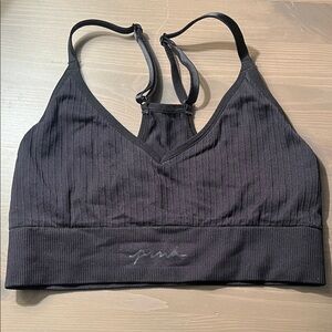 PINK Victoria's Secret Black Ribbed Sports Bra